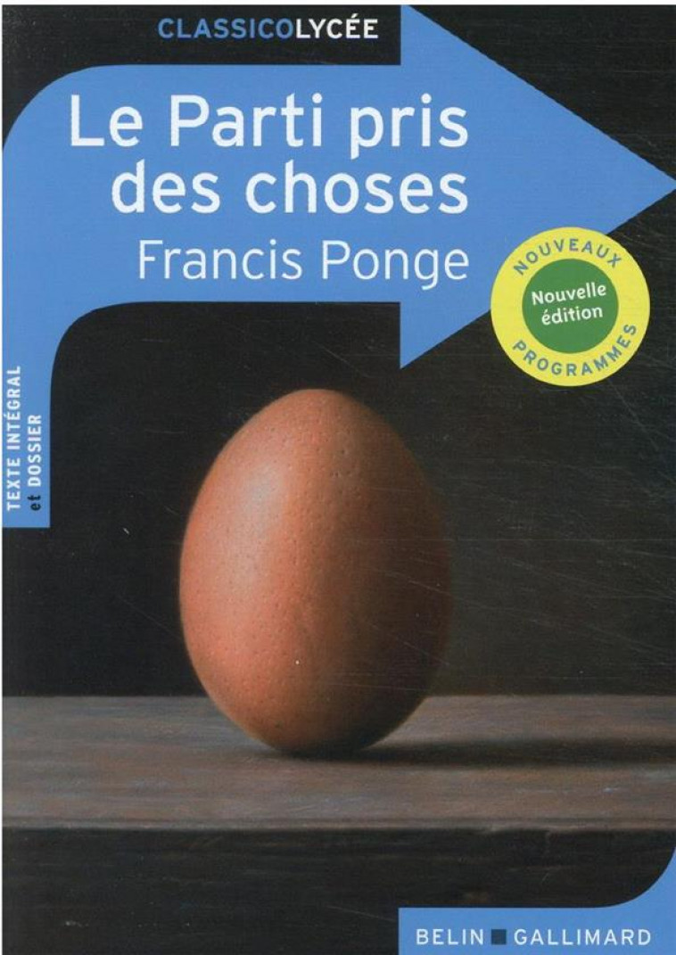 LE PARTI PRIS DES CHOSES - PONGE FRANCIS - BELIN