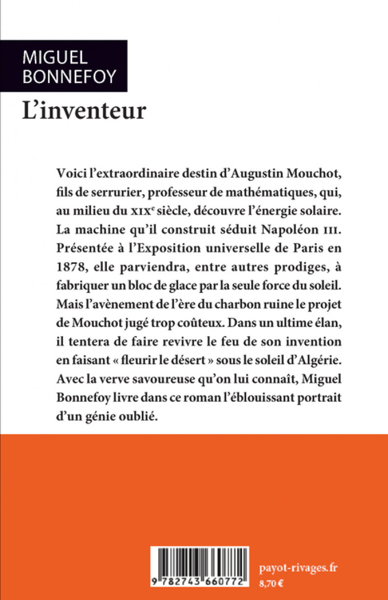 L'inventeur - Bonnefoy Miguel - RIVAGES